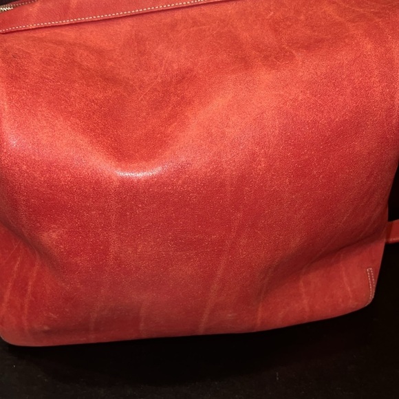 Vintage Red Leather COACH Duffel Sac Messenger Style Bag - Picture 3 of 11